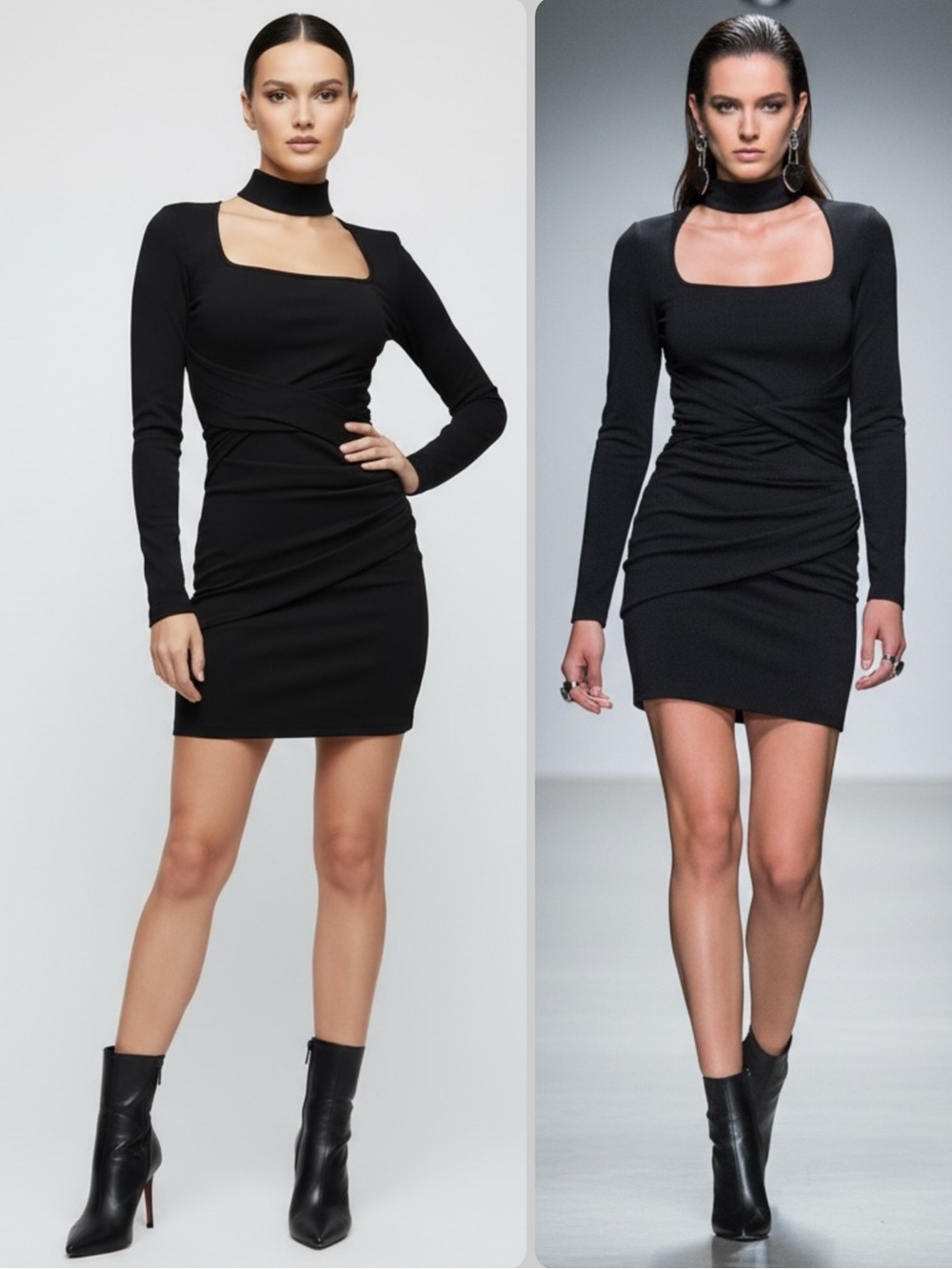 Gauge81 Avillo Black Rayon Blend Long-Sleeve Bandage Bodycon Mini Dress NWT $398